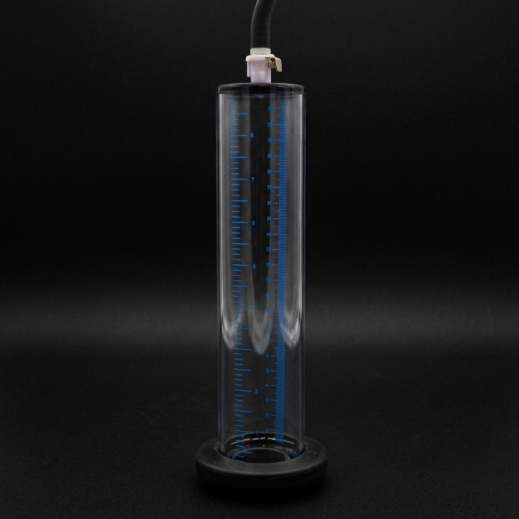 Hands holding a Vulcanmen acrylic pump cylinder