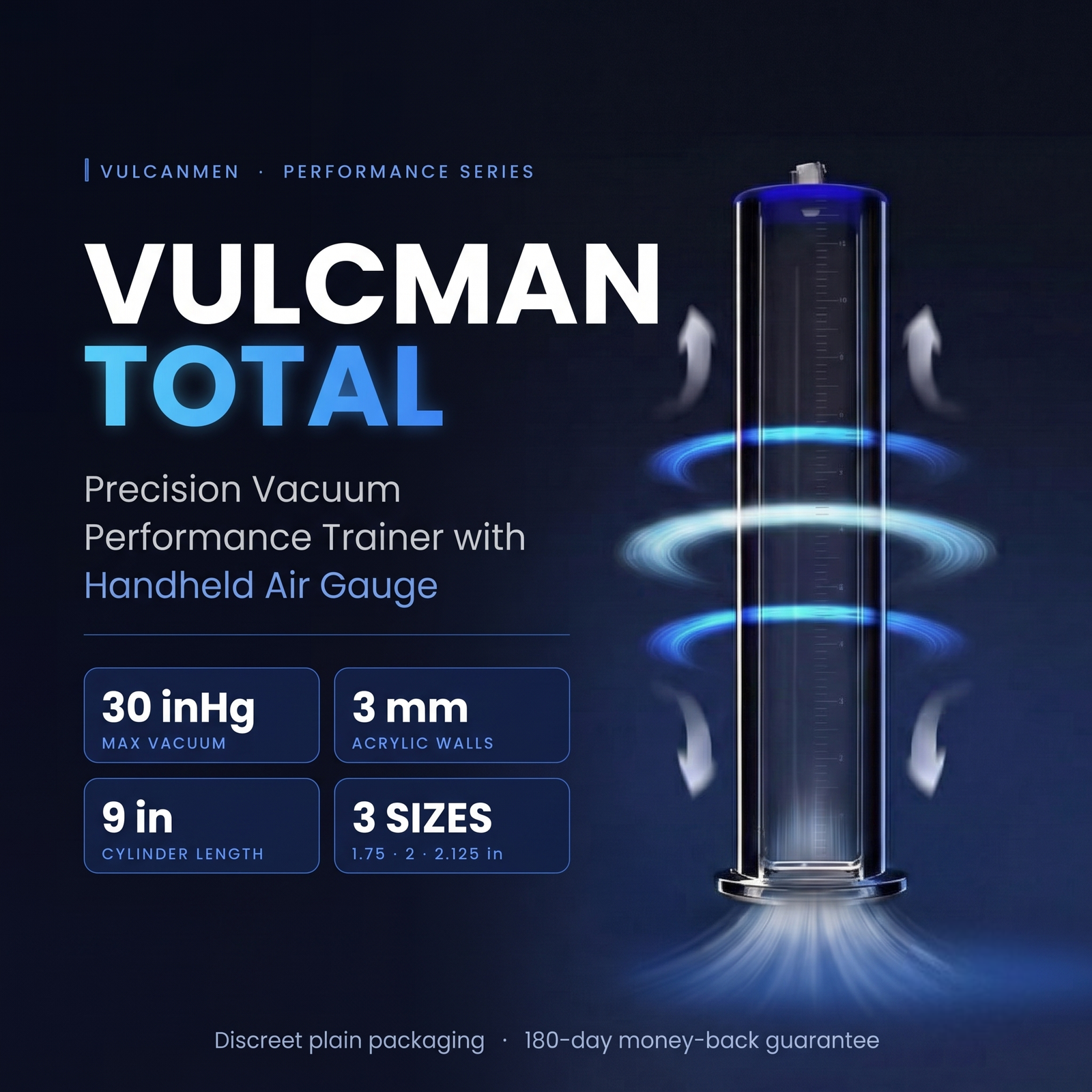 Vulcanmen acrylic pump cylinders in 1.75, 2.00 and 2.125 inch diameters